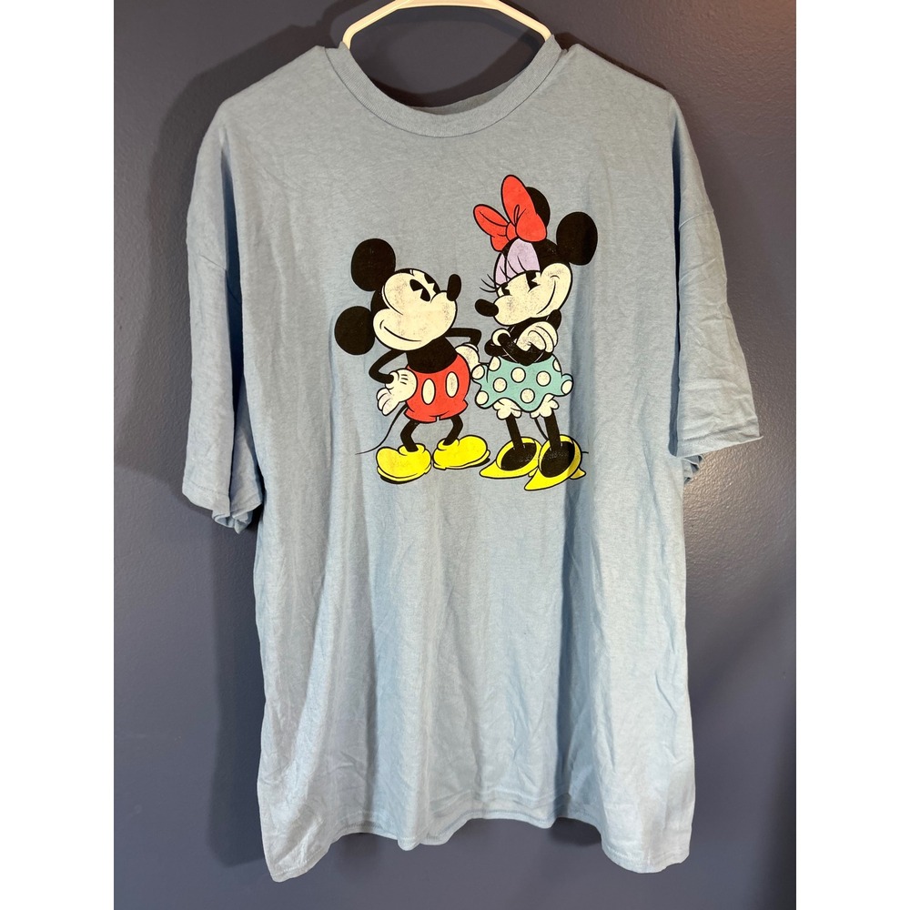 Disney Mickey Mouse Graphic T-Shirt Men's 2XL Light Blue Mickey Minnie Mouse